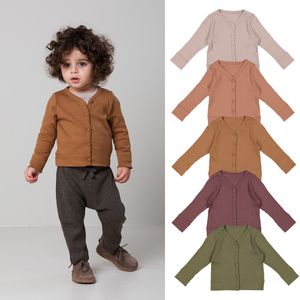 Cardigan côtelé veste bébé automne printemps vêtements doux coton à manches longues veste avec bouton pour nouveau-né enfant en bas âge 3-24M