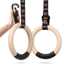 Ribbon Dance Ribbon 28mm32mm Anillos gimnásticos de madera con correas de números ajustables Tire hacia arriba antideslizante para entrenamiento Crossfit 230608