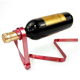 Porte-bouteille de vin en fer à ruban, Suspension suspendue, support flottant coloré, support de Bar, armoire, décoration de la maison, 240219