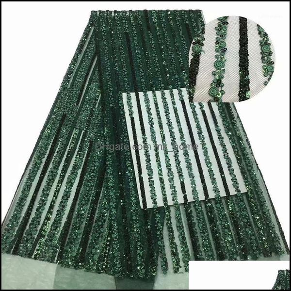 Ruban Couture Tissu Outils Bébé Enfants Maternité Nigérian Dentelle Tissus Africain 2021 Haute Qualité Avec Paillettes Vert Français Pour Robe Dernière