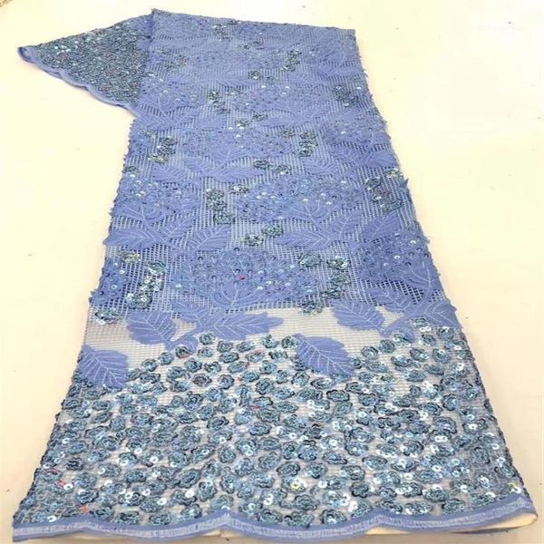 Ruban bleu ciel africain dentelle sèche tissus 2021 tissu nigérian de haute qualité avec paillettes français pour robe de soirée1212b