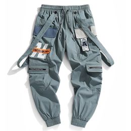 Rubans Multi Poches Cargo Harajuku Casual Joggers Piste Streetwear Pantalon Hip Hop Sarouel Techwear Hommes LJ201221