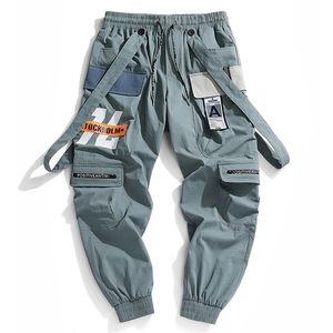 Rubans Multi Poches Cargo Harajuku Casual Joggers Piste Streetwear Pantalon Hip Hop Sarouel Techwear Hommes LJ201221