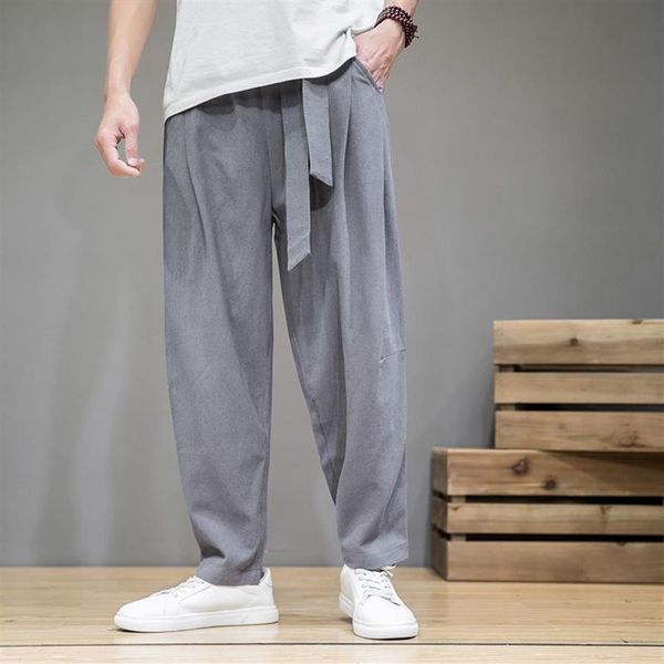 Rubans solide gris noir pantalon de costume droit hommes ceintures surdimensionné ample pantalon de survêtement décontracté Hip Hop Baggy pantalon 218j