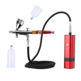 RIBO draagbare airbrush auto mini luchtborstel toppistool met compressor kit rustige kunsttaart nagel model schilderen tattoo manicure tool 240423