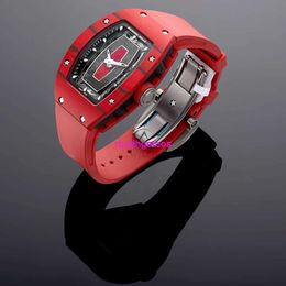 Ricardmill Luxury Montre les montres-bracelets masculins RM07-01 Red TPT Quartz Carbon Skeleton Dial 45 MM HBHE