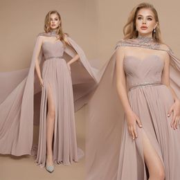 Riccasposa robes de soirée avec enveloppes chérie en mousseline de soie robes de bal balayage Train dos nu haute fente robes de soirée formelles