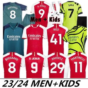 Odegaard Havertz Rice Smith Rowe G.JESUS SAKA Jersey de football Saliba 23 24 Fans Player Version 2024 Kits de football Chemise Hommes Enfants Garçons Ensembles Jeunes Tops