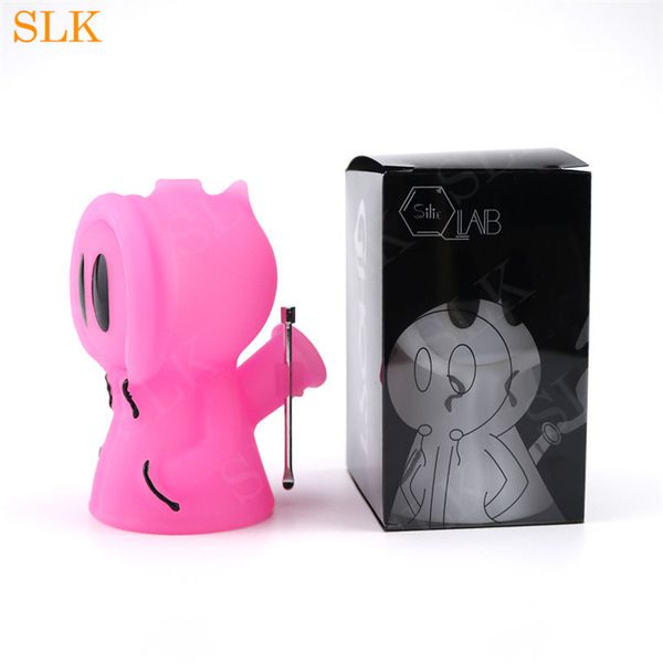 colorido fantasma de silicona bubbler fumar bong FDA Tubo de goma de silicona Pyrex Oil Burner Pipes Tabaco Dry Herb Hand Pipe