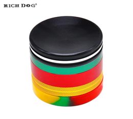 Rich Dog Rasta Color Aluminium Smoking Grinder Silicone Storage Stash Bots 63 mm 5 pièces Metal Tobacco Grinder Crusher à Herbal 9506743