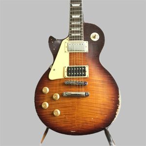 Guitare électrique de couleur Sunburst de guitare électrique de flamme de tigre de main gauche avec des instruments de guitare d'héritage livraison gratuite