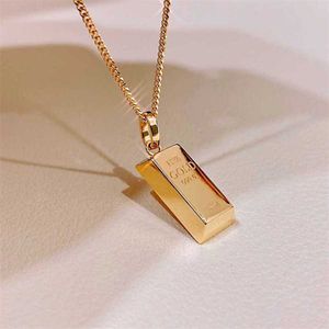 Rich Little Gold Bar Collier Womens Brick Pendant Fashion and Temperament Transfer Couple Best Friend Gift