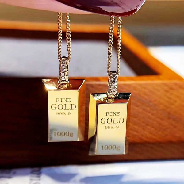 Rich Little Gold Bar Collier Womens Brick Pendant Fashion and Temperament Transfer Couple Best Friend Gift