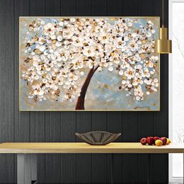 Affiches sur toile avec arbre riche, fleur et feuille, peinture de paysage, décoration de maison moderne, imprimés, images d'art murales pour salon, 210g