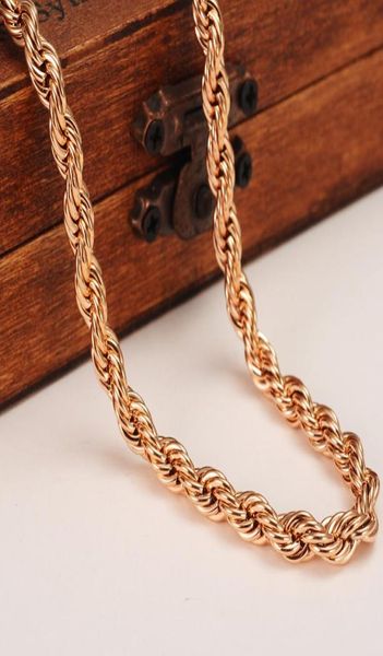 Rich Women039s Fine Corde Chain 18 K Rose Solid Gold GF Collier de cou 5 mm 24quot 196inch Select4080739