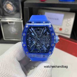 Richa Milles Mechanisch Vrije tijd Zakelijk Luxe herenhorloge Rm12-01 Handmatig Tourbillon Blauwe kristallen kast Tape Mode Horloges Zwitserse hoge kwaliteit