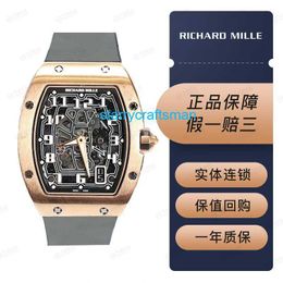 Richamills Relojes de lujo cronógrafo Mills Serie masculina RM67-01 Rose Gold Limited Edition Automatic Cadining Ultra Thin Watch Stwt
