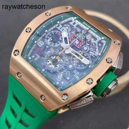 Richamills Watch Mils Watches Mens RM011 Rose Gold Sports Machinery Hollow Fashion Casual Time