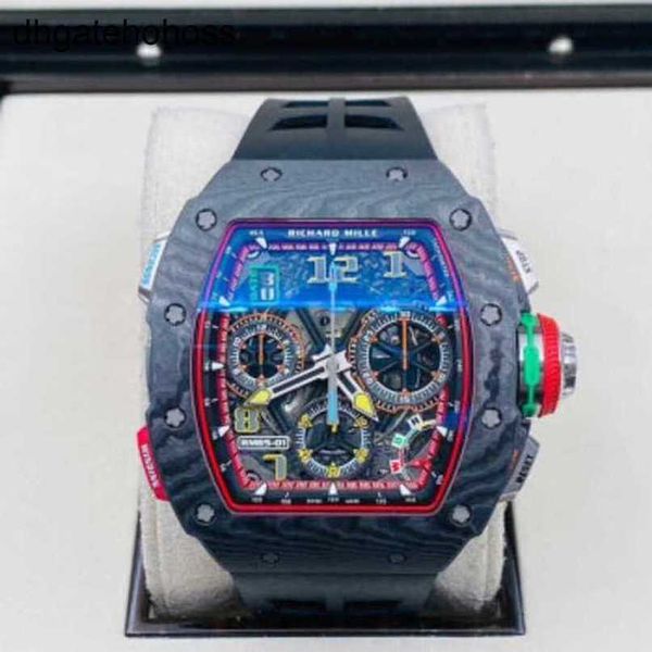 Richamills Watch Milles Watches Swiss Automatic mécanicale Mécanique Mentille Mens Series RM6501 NTPT Double aiguille Tracking Timer équipé de chaînes rapides