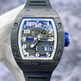 Richamills Relojes RM Tourbillon Wallwatch Top Copy Top RM029 Material NTPT negro Asejo con la dial de la fecha de juego de color blanco y azul Mecha Wn-Mb6s