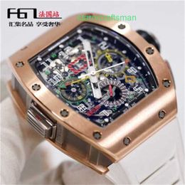 Richamills Watches RM Tourbillon Wallwatch Sports Watch RM1102 Ratigación para hombres 18K Rose Gold Calendar Mes Doble Time Zone Automatic Mechanical Watch Lux