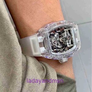 Richar Date volledig transparant shell horloge uitgehold handmatig mechanisch Tourbillon schokbestendig lichtgevende sneeuw geglazuurde blauwe spiegel heren pyj