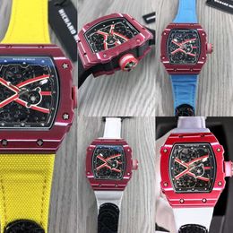 Richard's Watch Rm67-02 Designer Relógios de pulso de esqueleto mecânico para homens Luxo de alta qualidade Caixa de fibra de carbono à prova d'água Vidro de safira Salto alto Montre Aqtd