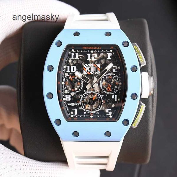 Richarder Miller RM011 RM11-02 RM011-FM RM11-03 Colección para hombre Reloj de lujo suizo Cronógrafo Flyback automático Zona horaria dual una máquina de carreras en la muñeca 5XOM