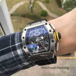 RichardMiler Luxury Wrist Wrists Chronograph Chronograph Swiss Technology Mens Automatic Mécanique Calendrier multifonctionnel Rifined Steel Domineering Fashio