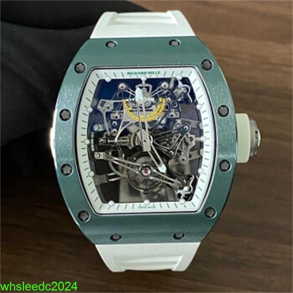 RichardMiler RM38-01 Tourbillon montres pour hommes 42.7 49.94mm montre mécanique manuelle Rare céramique vert foncé HB DV