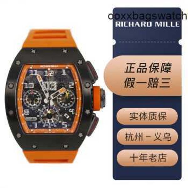 Richardmill Relojes de pulsera nuevos Richardmill RM011 Reloj para hombre Pantalla de fecha de titanio Cronógrafo Almacenamiento en movimiento Maquinaria automática Reloj suizo Lujo Se HBHP