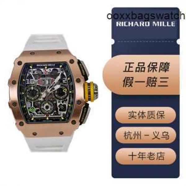 Richardmill Brand Watch Relojes de pulsera mecánicos automáticos Richardmill RM1103 Reloj para hombre Satinado Mate Titanio Calendario grande Cronógrafo Mes Automático Me HBRM