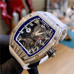 Richardmill Luxury Wrist Wrists Mouvement Mouvement Regardez Richardmill Mens Manual Mechanical 45x389mm Tourbillon Mens Watch RM014 Platinum Original D VHXQ