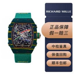 Richardmill Relojes mecánicos automáticos Relojes de pulsera de lujo Serie de relojes suizos RM67-02 para hombre Esfera de fibra de carbono 38,70 * 47,52 mm con garantía c WN-LI9C