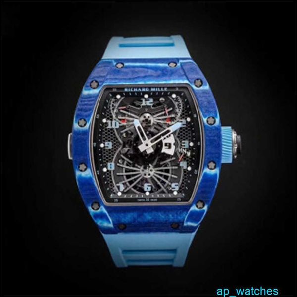 RichardMill RM022 montres pour hommes mécanique manuelle 45x38.9mm montre Tourbillon bleu NTPT Tourbillon FUN