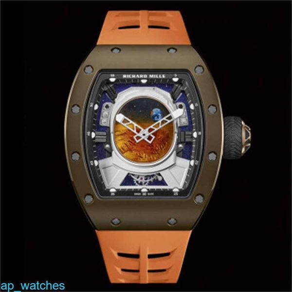 RichardMill RM52-05 Relojes para hombre Astronauta Volante Reloj de aleación de titanio Esmalte Mars Disk FUN B2
