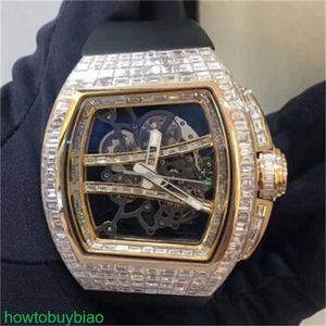 RichardMill RM61-01 montres pour hommes manuel mécanique 50.23x42.7mm montre or Rose luxe t-diamant or Rose piste FN8A