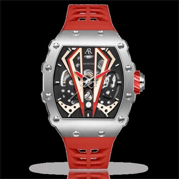 Richardmill Wacthes Cuerda automática Cronógrafo de segundos divididos Reloj Asorock Plata/Rojo Motorsport V2 Automático 44 mm Salute deportivo para hombre WA F82T