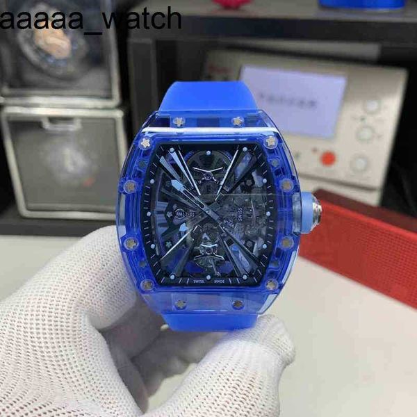 Richardmill Watch Date Luxury Mens Mécanique Business Leisure RMS12-01 Blue Crystal Case Blue Case Men Men de bracelet Swiss Mouvement