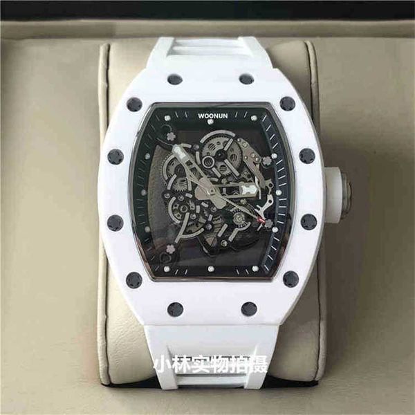 Richardmill Watch Designer Carbon Fiber Automático Mecánico Mecánico Cerámico Cerámico Personalidad Personalidad Gran dial Fábrica logotipo original