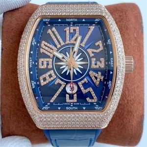 Richardmill Horloge Luxe Milles Horloge Richards Mile Blue Yacht Ingelegd met Mantian Star Heren Grote Wijzerplaat Automatische Machine Spiegel Gezicht Binnenlands Polshorloge Nieuw Ms31