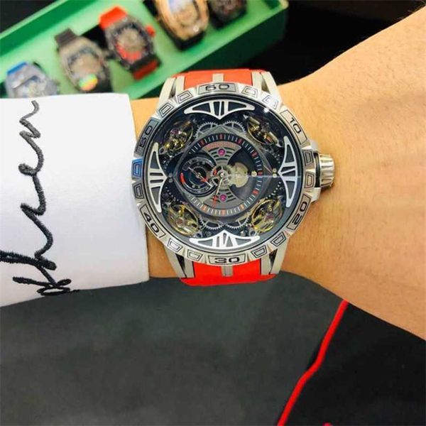 Richardmill Montre Luxe Milles Montre Richards Mile Nouveau Mode Homme Polyvalent Rond Grand Cadran Agressif Luxueux Auto Creux Tuo Volant Mécanique Dhbi