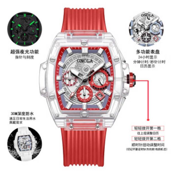 Richardmill Reloj Milles Mecánico Automático Richardmillrs 2023 Hombre Estudiante Tendencia Cool Big Dial Moda Impermeable Rojo con Cara