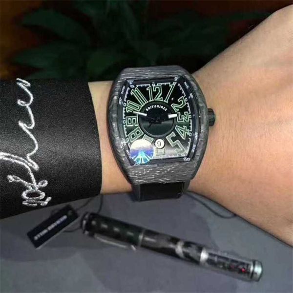 Richardmill Montre Milles Montre Richar Mile Noir Technologie Fibre De Carbone Grand Cadran Hommes Type De Seau Entièrement Automatique Mécanique Cool Fashion Glow 9bjh