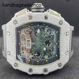 Richardmill Horloge Milles Horloges Mechanisch Automatisch 18 Karaat Vvs1 + witte Moisonite Diamond Round Cut Auto Luxe Heren frj