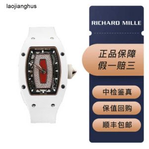 Richardmill Montre Suisse Montres Automatiques Richar Miller Rm0701 Lèvre Rouge Céramique Blanche Côté Plaque Or Rose Visage Plein Diamant Diamètres 45663 140mmwi Thse Curityca r