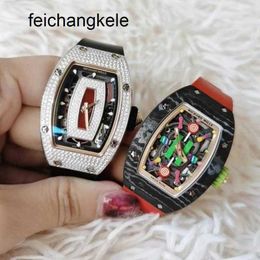 Richardmill Montre Femmes Montres De Luxe Milles Barrel Type Richards avec Diamant Incrusté De Lèvres Rouges Rm007 Mantian Star Fashion Wescada Montre-Bracelet