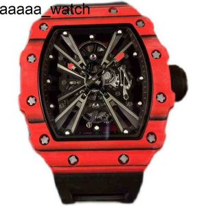 Richardmill Watch Wristwatch Designer de luxe White Carbone Fibre Men's Automatic Mechanical Hollowed Pers personnalisé Rape Fashion Imperproof
