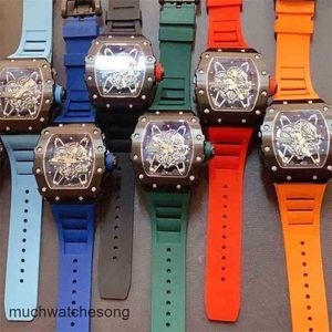 Richardmills Luxe Horloges Automatische Chronograaf Zwitserse technologie Mode Uitgehold Zakelijk Heren Automatisch Metaal Highend Knappe Wijnvat Heren D