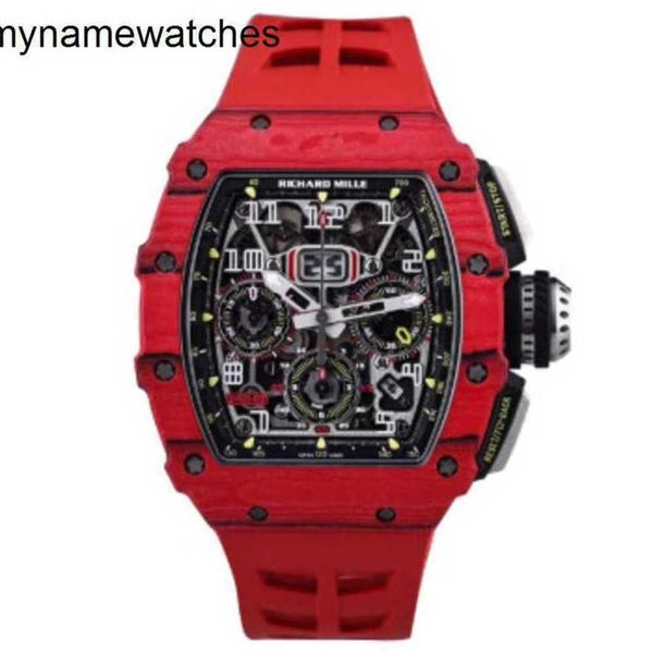 Richardmills Reloj Milles Relojes de pulsera Mecánico Richarmillsr Rm1103 Ntpt Red Devil Serie para hombre Fibra de carbono Automático con tarjeta de seguridad Yhf8